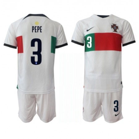 Virallinen pelipaita Portugali Pepe 3 Vieras World Cup 2022 Lyhythihainen - Lasten ( + Lyhyet housut )